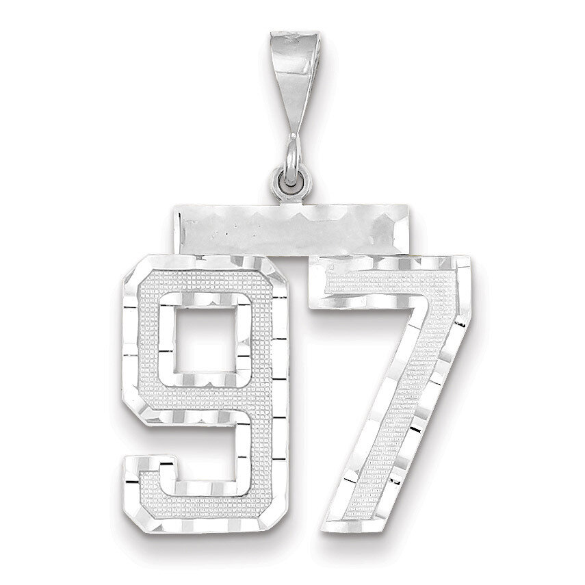 Number 97 Charm 14k white Gold Large Diamond -cut WLN97, MPN: WLN97, 883957126173