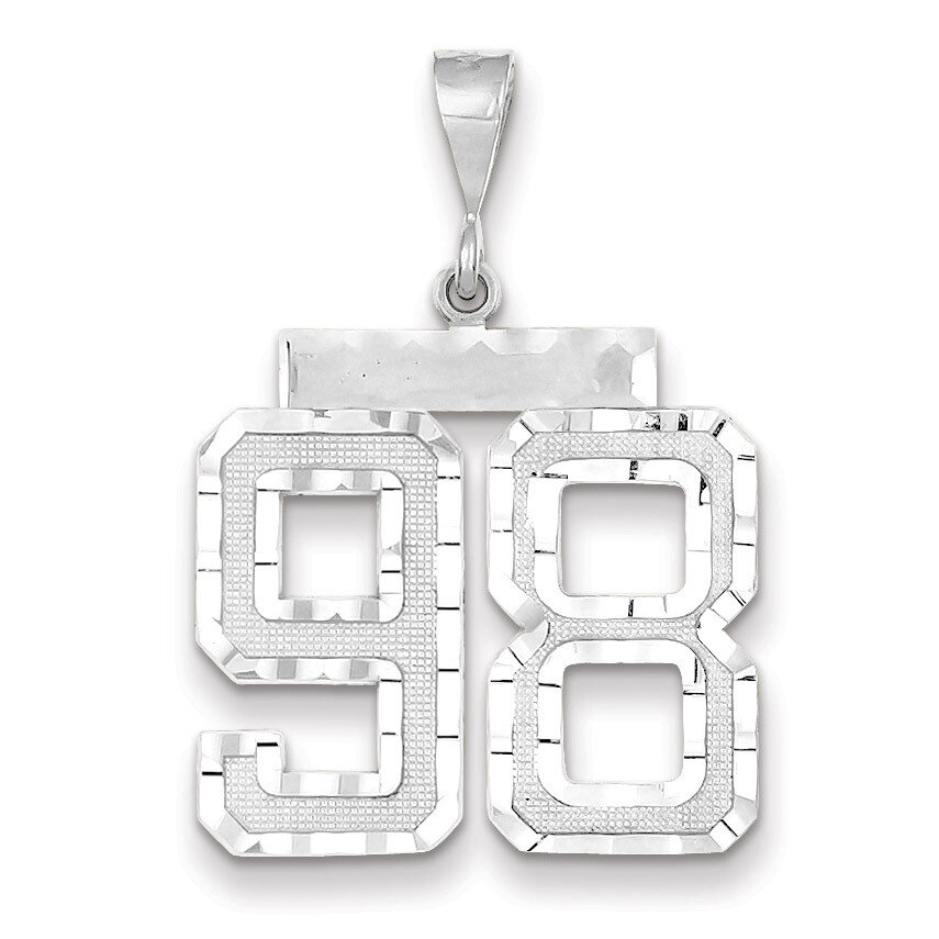 Number 98 Charm 14k white Gold Large Diamond -cut WLN98, MPN: WLN98, 883957126197