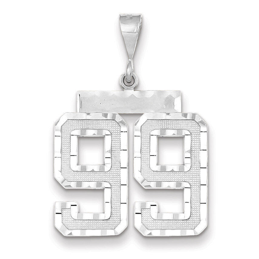 Number 99 Charm 14k white Gold Large Diamond -cut WLN99, MPN: WLN99, 883957126210