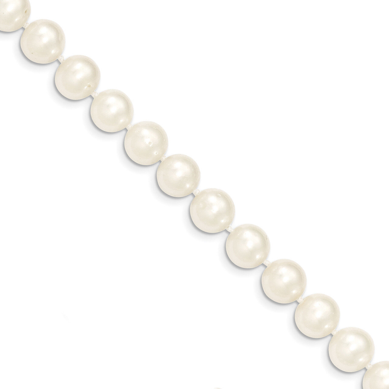 28 Inch 9-10mm White Near Round Fresh Water Cultured Pearl Necklace 14k Gold WPN090-28