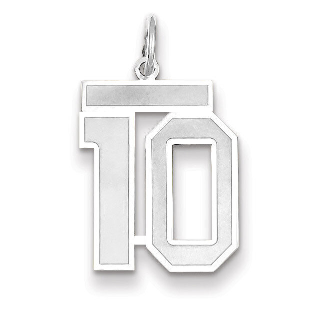 Number 10 Charm Medium Satin 14k white Gold WSM10, MPN: WSM10, 883957077161