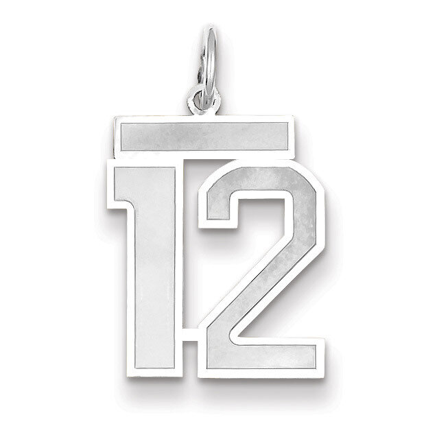 Number 12 Charm Medium Satin 14k white Gold WSM12, MPN: WSM12, 883957077185