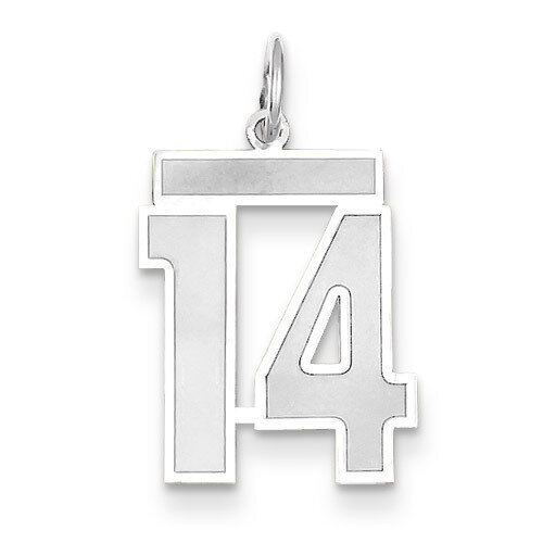 Number 14 Charm Medium Satin 14k white Gold WSM14, MPN: WSM14, 883957077208