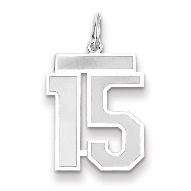 Number 15 Charm Medium Satin 14k white Gold WSM15, MPN: WSM15, 883957077215