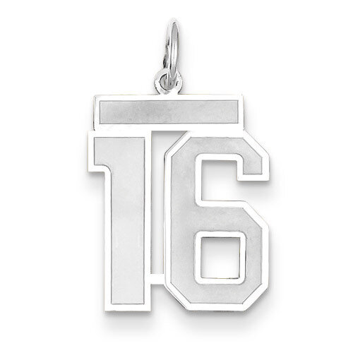 Number 16 Charm Medium Satin 14k white Gold WSM16, MPN: WSM16, 883957077222