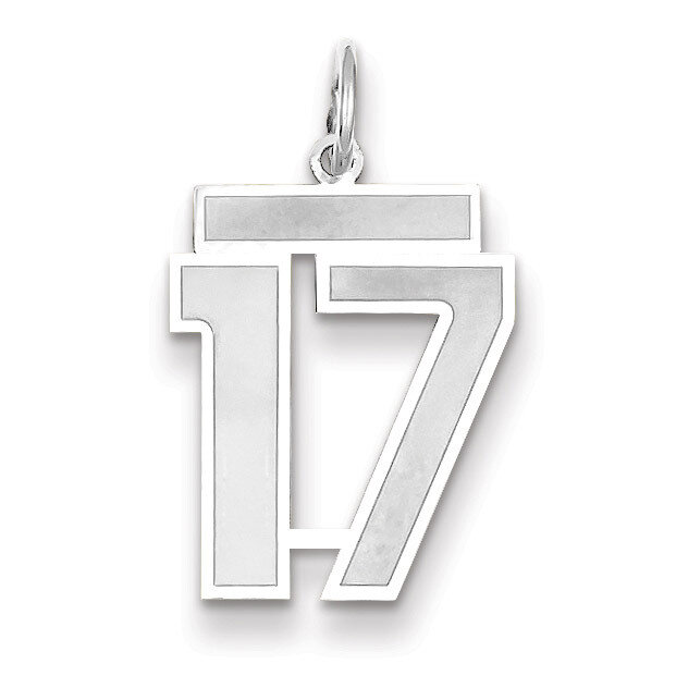 Number 17 Charm Medium Satin 14k white Gold WSM17, MPN: WSM17, 883957077239