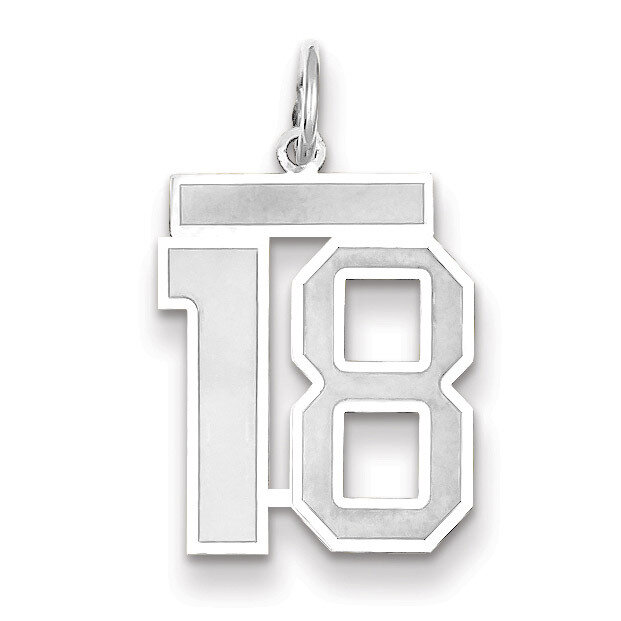 Number 18 Charm Medium Satin 14k white Gold WSM18, MPN: WSM18, 883957077246
