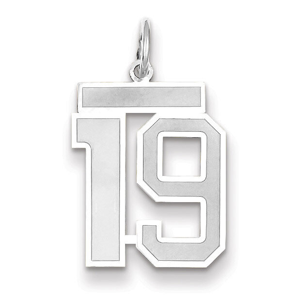 Number 19 Charm Medium Satin 14k white Gold WSM19, MPN: WSM19, 883957077253