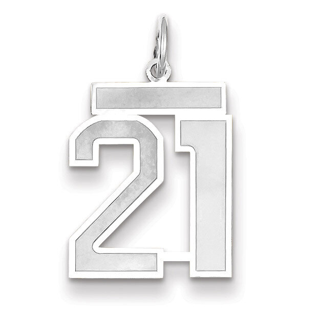Number 21 Charm Medium Satin 14k white Gold WSM21, MPN: WSM21, 883957077277