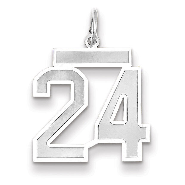 Number 24 Charm Medium Satin 14k white Gold WSM24, MPN: WSM24, 883957077307