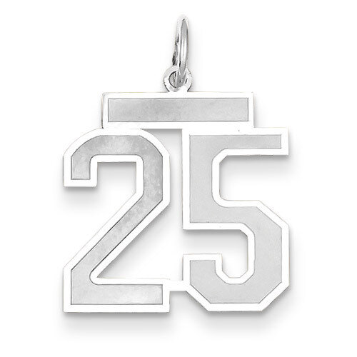 Number 25 Charm Medium Satin 14k white Gold WSM25, MPN: WSM25, 883957077314