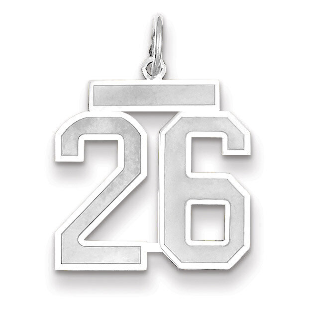 Number 26 Charm Medium Satin 14k white Gold WSM26, MPN: WSM26, 883957077321