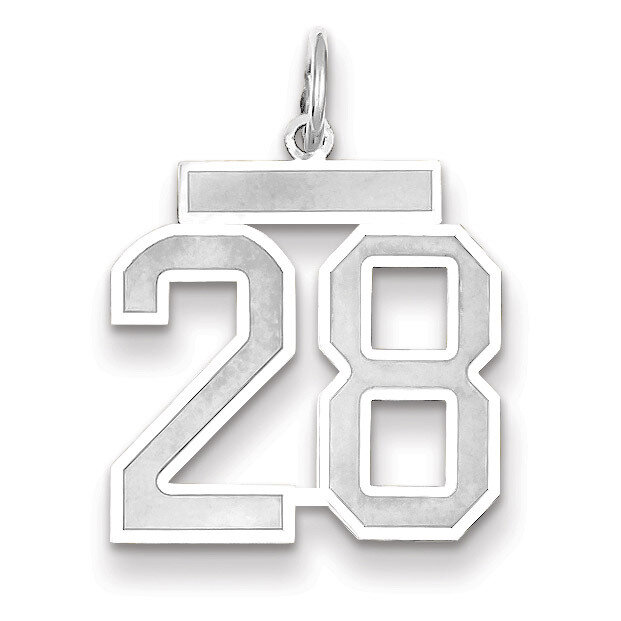Number 28 Charm Medium Satin 14k white Gold WSM28, MPN: WSM28, 883957077345