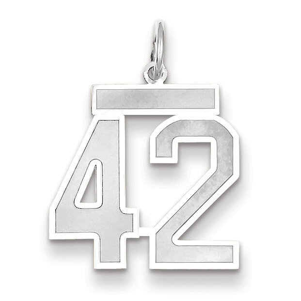 Number 42 Charm Medium Satin 14k white Gold WSM42, MPN: WSM42, 883957077482
