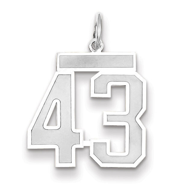 Number 43 Charm Medium Satin 14k white Gold WSM43, MPN: WSM43, 883957077499