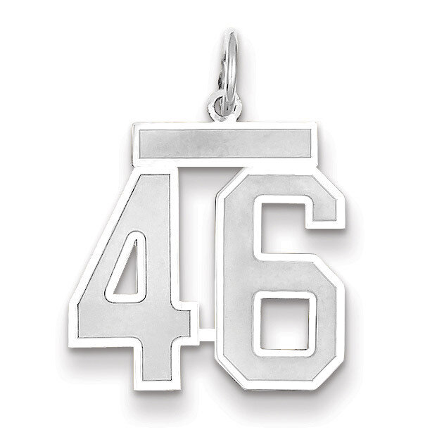 Number 46 Charm Medium Satin 14k white Gold WSM46, MPN: WSM46, 883957077529