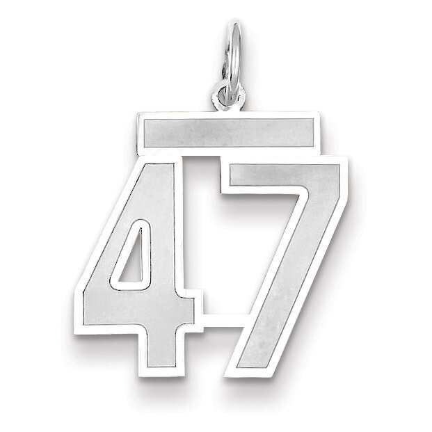 Number 47 Charm Medium Satin 14k white Gold WSM47, MPN: WSM47, 883957077536