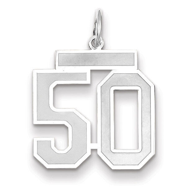 Number 50 Charm Medium Satin 14k white Gold WSM50, MPN: WSM50, 883957077567