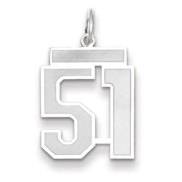 Number 51 Charm Medium Satin 14k white Gold WSM51, MPN: WSM51, 883957077574