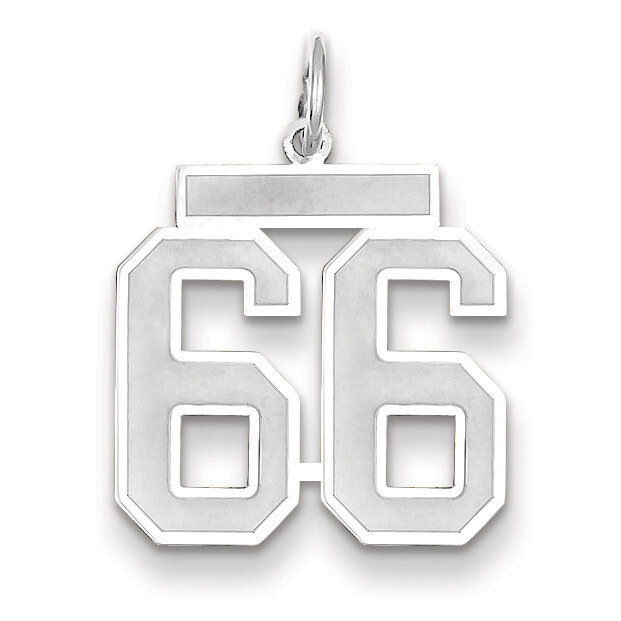 Number 66 Charm Medium Satin 14k white Gold WSM66, MPN: WSM66, 883957079288
