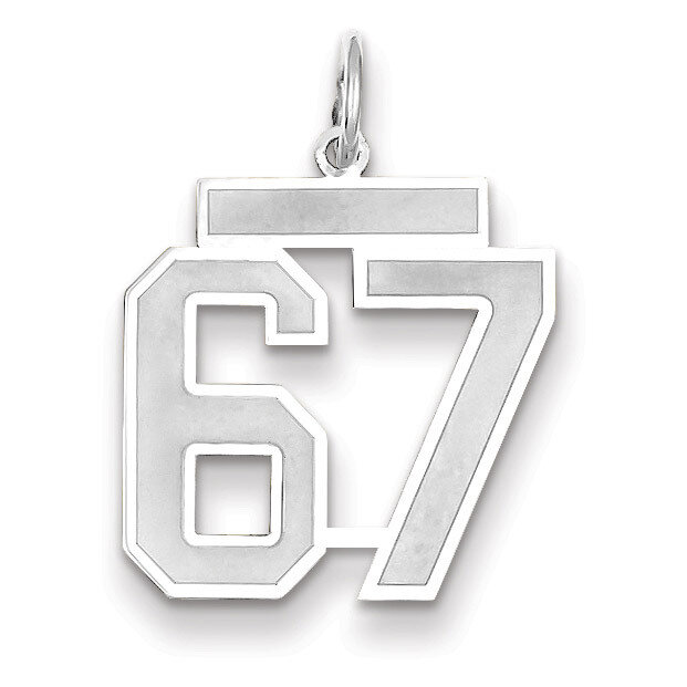 Number 67 Charm Medium Satin 14k white Gold WSM67, MPN: WSM67, 883957079295