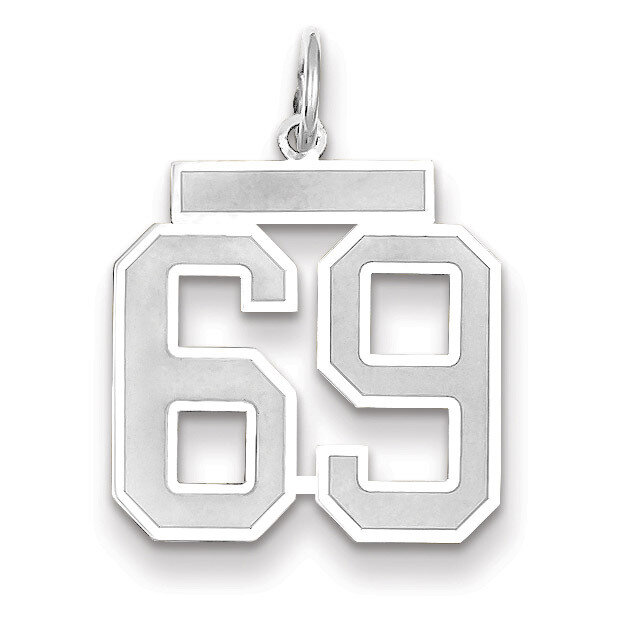Number 69 Charm Medium Satin 14k white Gold WSM69, MPN: WSM69, 883957079318
