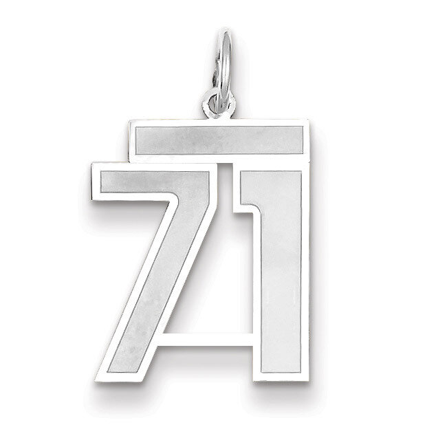 Number 71 Charm Medium Satin 14k white Gold WSM71, MPN: WSM71, 883957079332