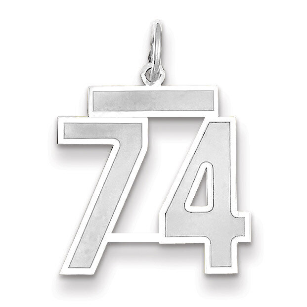 Number 74 Charm Medium Satin 14k white Gold WSM74, MPN: WSM74, 883957079363