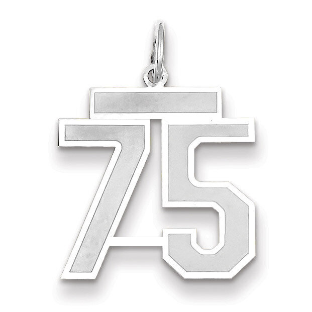 Number 75 Charm Medium Satin 14k white Gold WSM75, MPN: WSM75, 883957079370