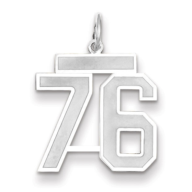 Number 76 Charm Medium Satin 14k white Gold WSM76, MPN: WSM76, 883957079387