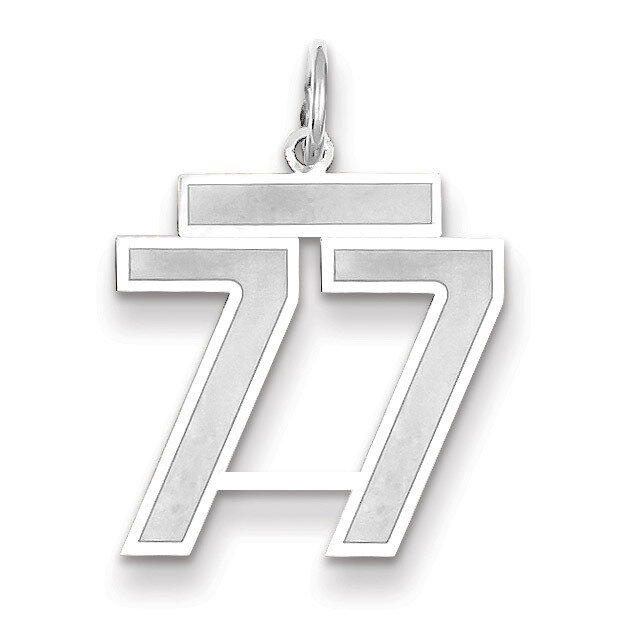 Number 77 Charm Medium Satin 14k white Gold WSM77, MPN: WSM77, 883957079394
