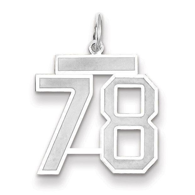 Number 78 Charm Medium Satin 14k white Gold WSM78, MPN: WSM78, 883957079400