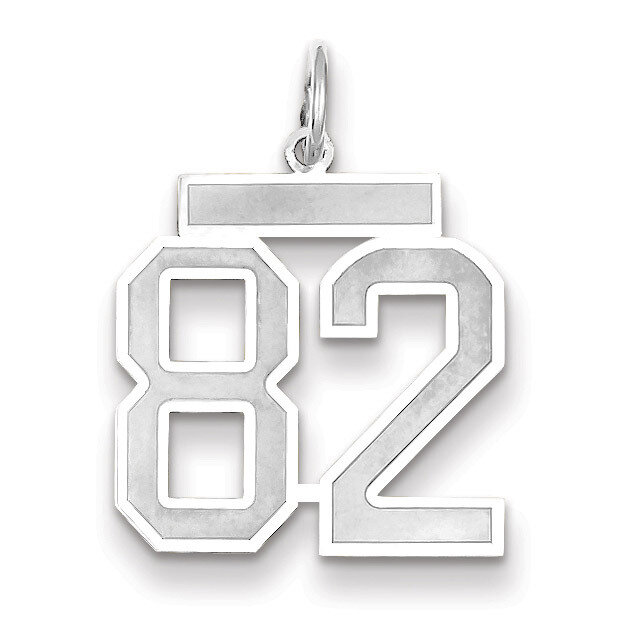 Number 82 Charm Medium Satin 14k white Gold WSM82, MPN: WSM82, 883957079448