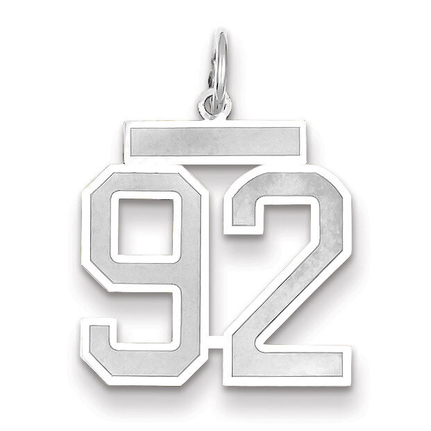 Number 92 Charm Medium Satin 14k white Gold WSM92, MPN: WSM92, 883957079547