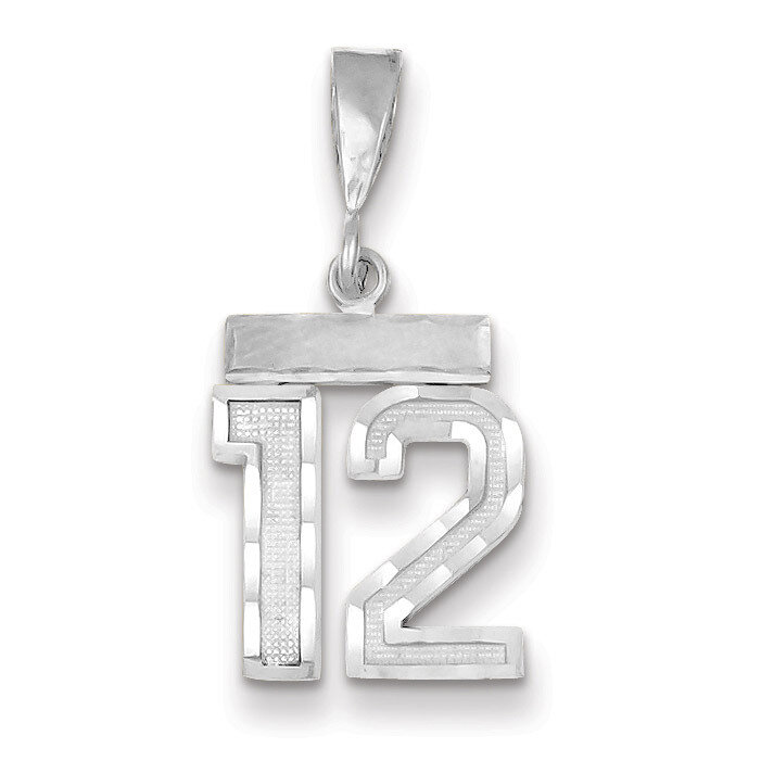 Number 12 Charm Small Diamond -cut 14k white Gold WSN12, MPN: WSN12, 883957111520