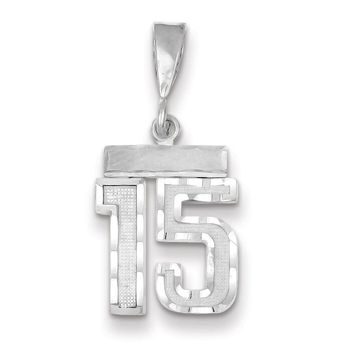 Number 15 Charm Small Diamond -cut 14k white Gold WSN15, MPN: WSN15, 883957111551