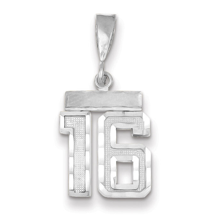 Number 16 Charm Small Diamond -cut 14k white Gold WSN16, MPN: WSN16, 883957111568