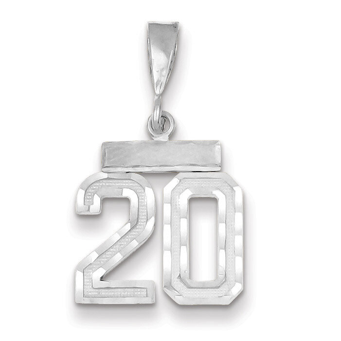 Number 20 Charm Small Diamond -cut 14k white Gold WSN20, MPN: WSN20, 883957111605