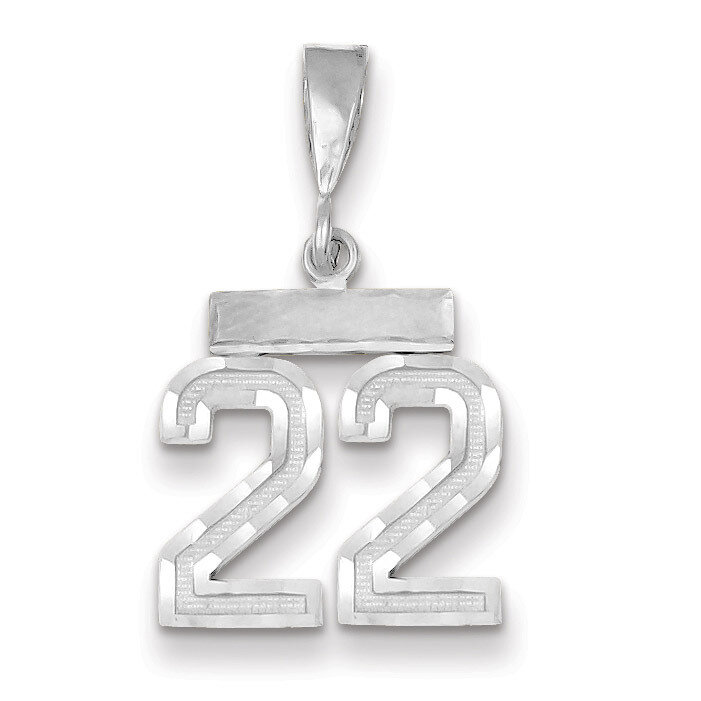 Number 22 Charm Small Diamond -cut 14k white Gold WSN22, MPN: WSN22, 883957111629