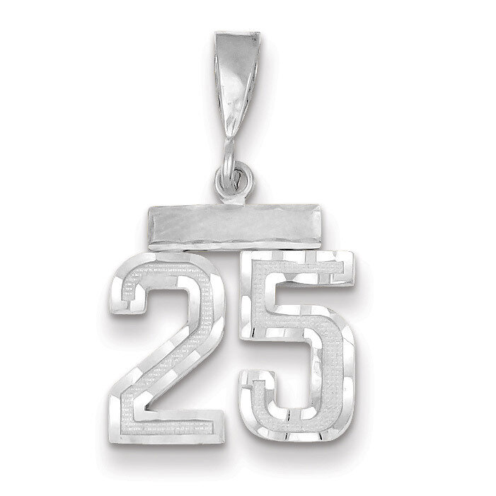 Number 25 Charm Small Diamond -cut 14k white Gold WSN25, MPN: WSN25, 883957111650