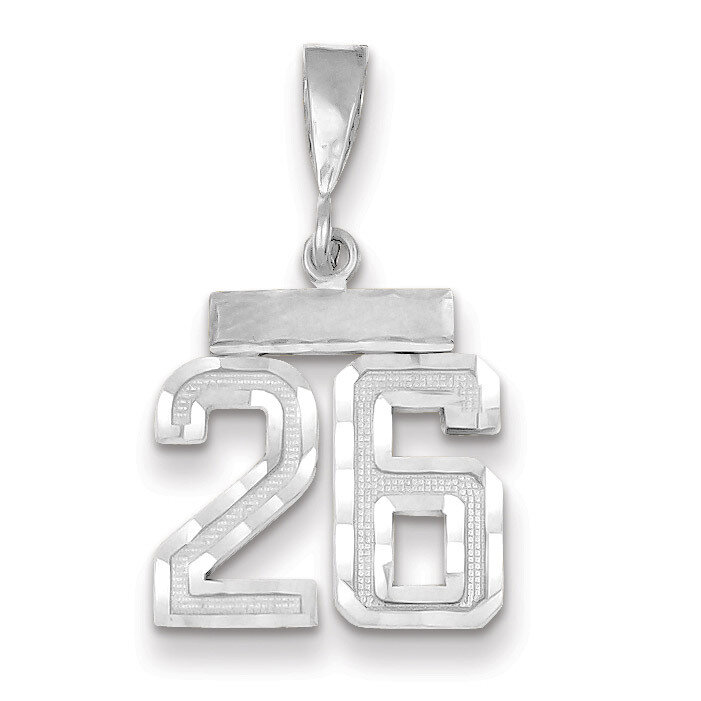 Number 26 Charm Small Diamond -cut 14k white Gold WSN26, MPN: WSN26, 883957111667