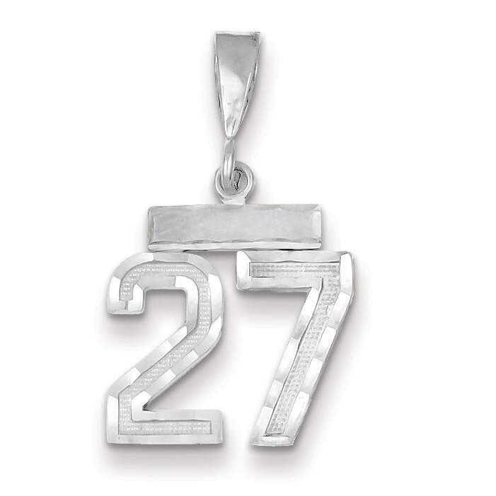 Number 27 Charm Small Diamond -cut 14k white Gold WSN27, MPN: WSN27, 883957111674
