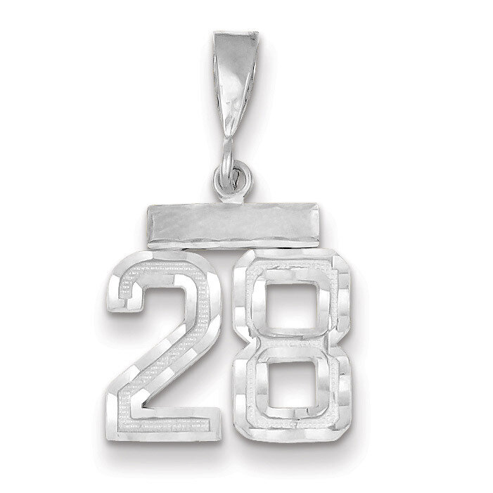 Number 28 Charm Small Diamond -cut 14k white Gold WSN28, MPN: WSN28, 883957111681