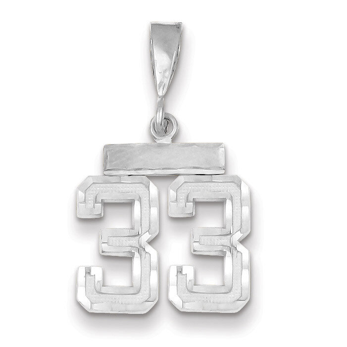 Number 33 Charm Small Diamond -cut 14k white Gold WSN33, MPN: WSN33, 883957114187