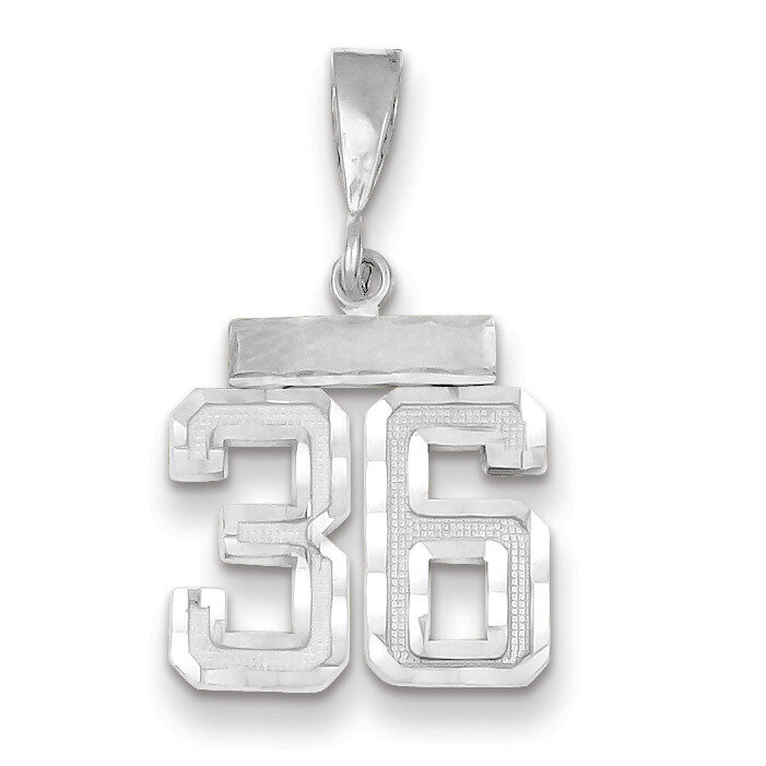 Number 36 Charm Small Diamond -cut 14k white Gold WSN36, MPN: WSN36, 883957114217