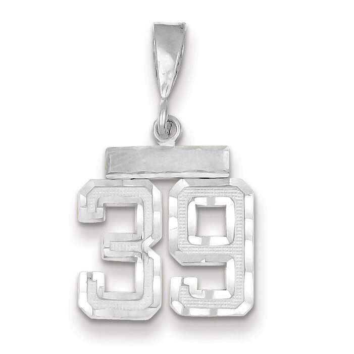 Number 39 Charm Small Diamond -cut 14k white Gold WSN39, MPN: WSN39, 883957114248