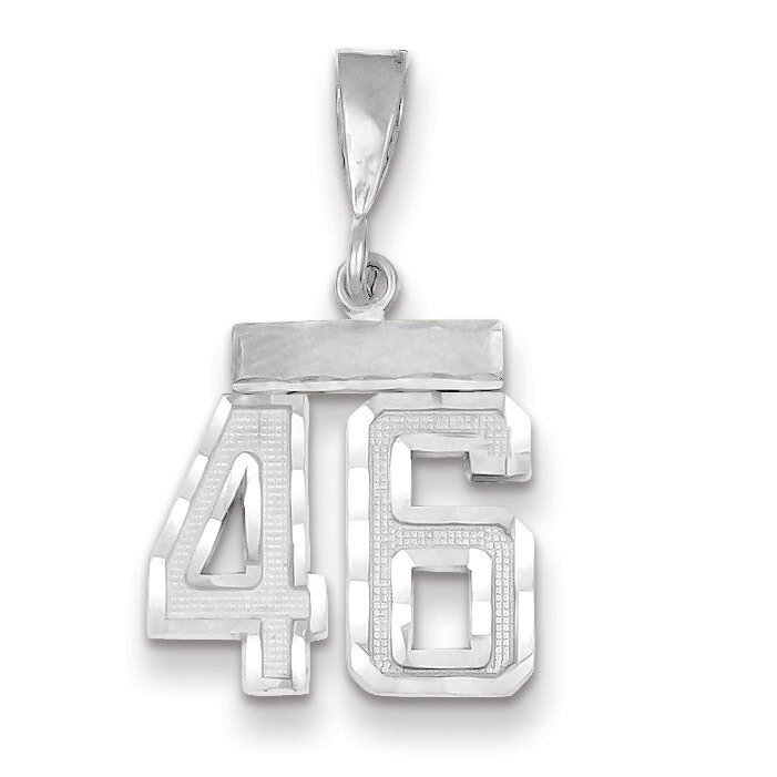 Number 46 Charm Small Diamond -cut 14k white Gold WSN46, MPN: WSN46, 883957114316