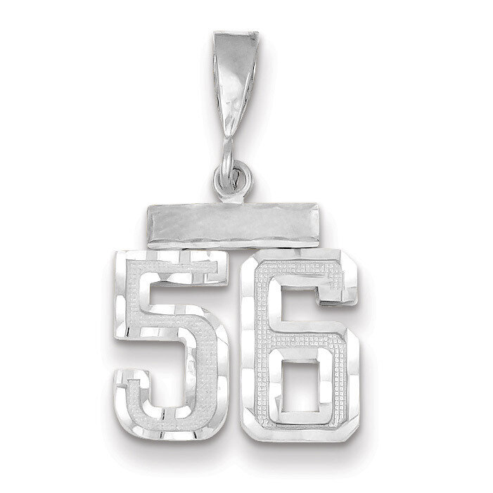 Number 56 Charm Small Diamond -cut 14k white Gold WSN56, MPN: WSN56, 883957114415