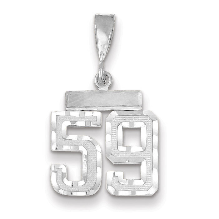 Number 59 Charm Small Diamond -cut 14k white Gold WSN59, MPN: WSN59, 883957114446