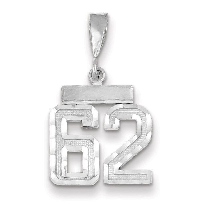 Number 62 Charm Small Diamond -cut 14k white Gold WSN62, MPN: WSN62, 883957114477